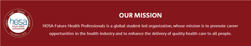 HOSA Mission. HOSA-Future Health Professionals is a global student-led org to promote careers in health care